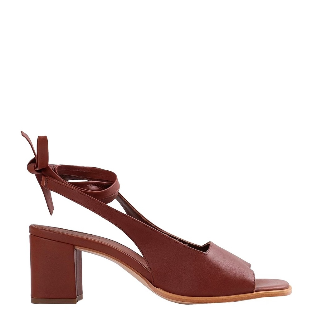 ALOHAS Brown Block Lace Up Open Toed Heel Sandals